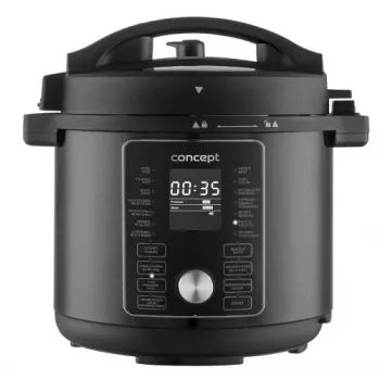 CONCEPT CK8000 Multicooker with Air Fryer Function, 6L Pot, 3.5L Basket, 1500W, 10 Programs, Black/Silver