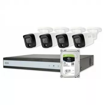 ABUS Security-Center TVVR33843T Complete Set with 4 Analog Mini-Tube Cameras and Recorder