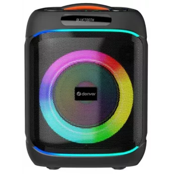 Denver BPS-270 Portable Party Speaker with Bluetooth, 400W PMPO, LED Light Effects, Karaoke, FM Radio, USB/SD/AUX, Mic Input, Black