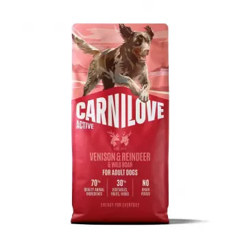 CARNILOVE ACTIVE Dog Dry Made with Venison & Reindeer & Wild Boar for Active Adult All Breeds 12 kg