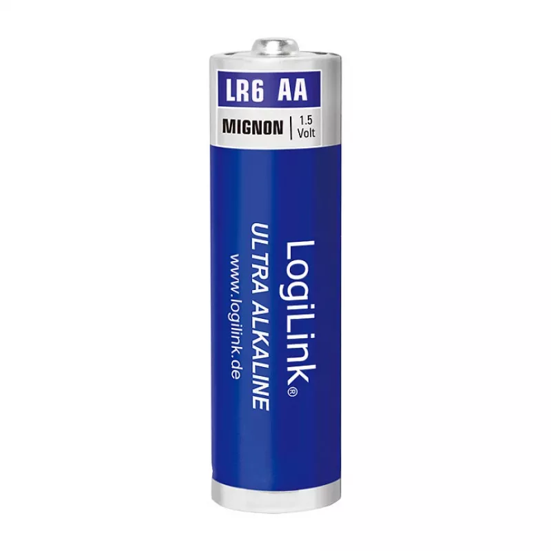 LogiLink Ultra Power Alkaline AA Batteries, 8-Pack Shrink Foil, 1.5V LR6, 10-Year Shelf Life
