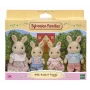 EPOCH Sylvanian Families Milk Rabbit Family Figure Set (4-Piece Collectible, Posable, Removable Outfits)