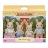 EPOCH Sylvanian Families Milk Rabbit Family Figure Set (4-Piece Collectible, Posable, Removable Outfits)