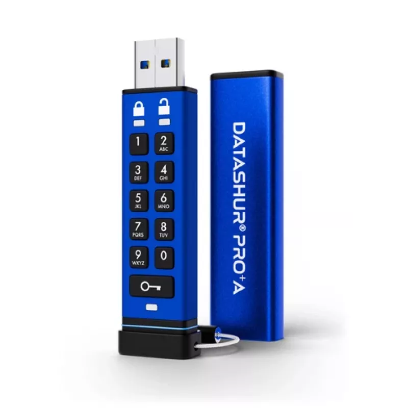 iStorage datAshur PRO+A USB 3.2 Gen 1 128GB Encrypted USB Flash Drive with PIN Protection, FIPS 140-3 Level 3, IP68, USB-C