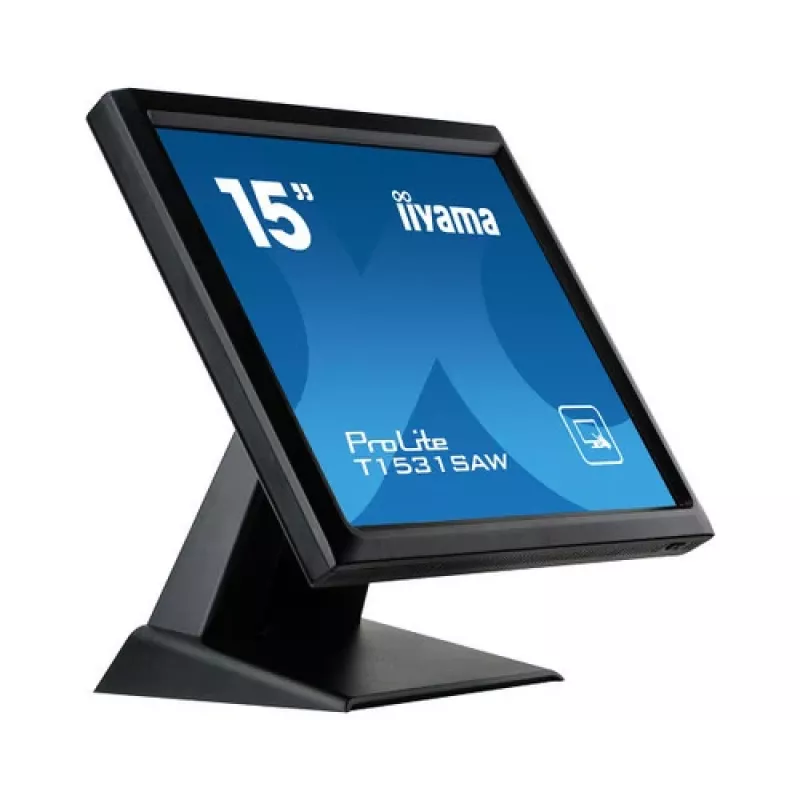 Iiyama ProLite T1531SAW-B5 15 inch XGA Resistive Touch LED Monitor, 4:3, DVI-D/VGA, USB, Speakers, IP54 Front, VESA, Black