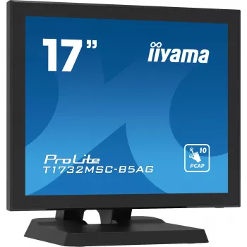 Iiyama ProLite T1732MSC-B5AG 17 inch Touchscreen LED Monitor - 5:4 SXGA, Projective Capacitive, 10-Point Multi-Touch, HDMI/DVI/VGA, USB, Speakers, Black