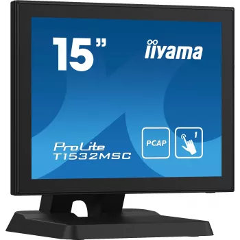 Iiyama ProLite T1532MSC-B5X 15 inch Projective Capacitive Touch LED Monitor - 1024x768 XGA, 10-point, HDMI, DVI, VGA, USB, IP54 Front, 7H, Speakers