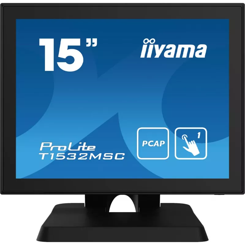 Iiyama ProLite T1532MSC-B5X 15 inch Projective Capacitive Touch LED Monitor - 1024x768 XGA, 10-point, HDMI, DVI, VGA, USB, IP54 Front, 7H, Speakers