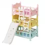 EPOCH Sylvanian Families Triple Bunk Beds - Dollhouse Furniture, 3 Tiers, White with Pink Accents, Includes Ladder and 3 Mattresses, for Baby Figures, Ages 3+