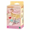 EPOCH Sylvanian Families Triple Bunk Beds - Dollhouse Furniture, 3 Tiers, White with Pink Accents, Includes Ladder and 3 Mattresses, for Baby Figures, Ages 3+