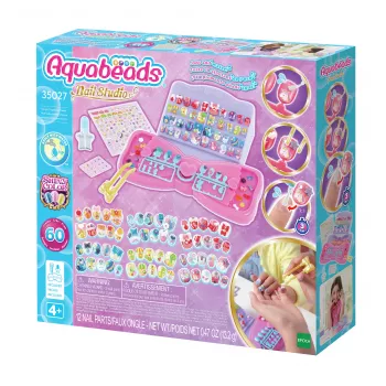 EPOCH Aquabeads Nail Studio Starter Set - Water-Activated Bead Nail Art Kit for Kids, Over 100 Designs, Reusable Nails, No Glue, Ages 4+