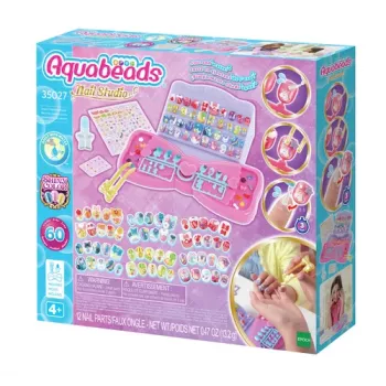 EPOCH Aquabeads Nail Studio Starter Set - Water-Activated Bead Nail Art Kit for Kids, Over 100 Designs, Reusable Nails, No Glue, Ages 4+