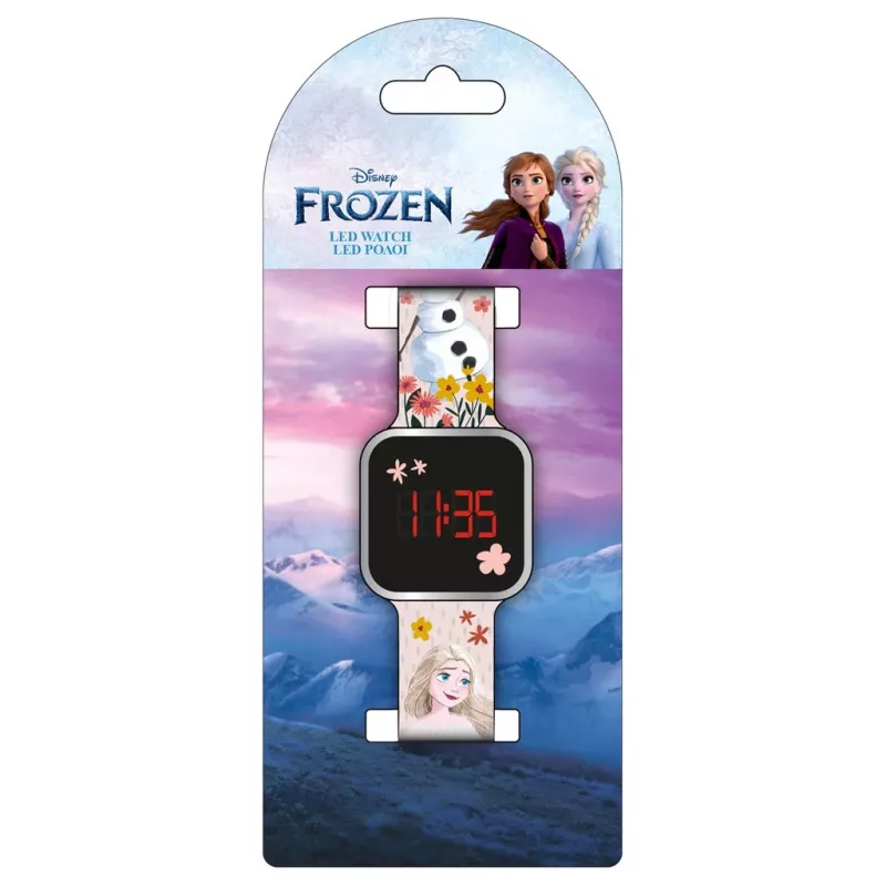 PULIO Digital Watch LED Diakakis - Frozen Kids' Timepiece with Red LED Display, Blue/Purple Silicone Strap, Official Disney Frozen Theme