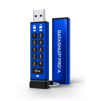 iStorage datAshur PRO+A 32GB USB 3.2 Gen 1 Hardware Encrypted Flash Drive with PIN Authentication, FIPS 140-3 Level 3, IP68, Brute-Force Protection