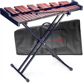 Stagg XYLO-SET-37 37-Note Xylophone with Stand, Bag & Mallets – F5-F8, Fibrasynth Bars, Aluminum Resonators