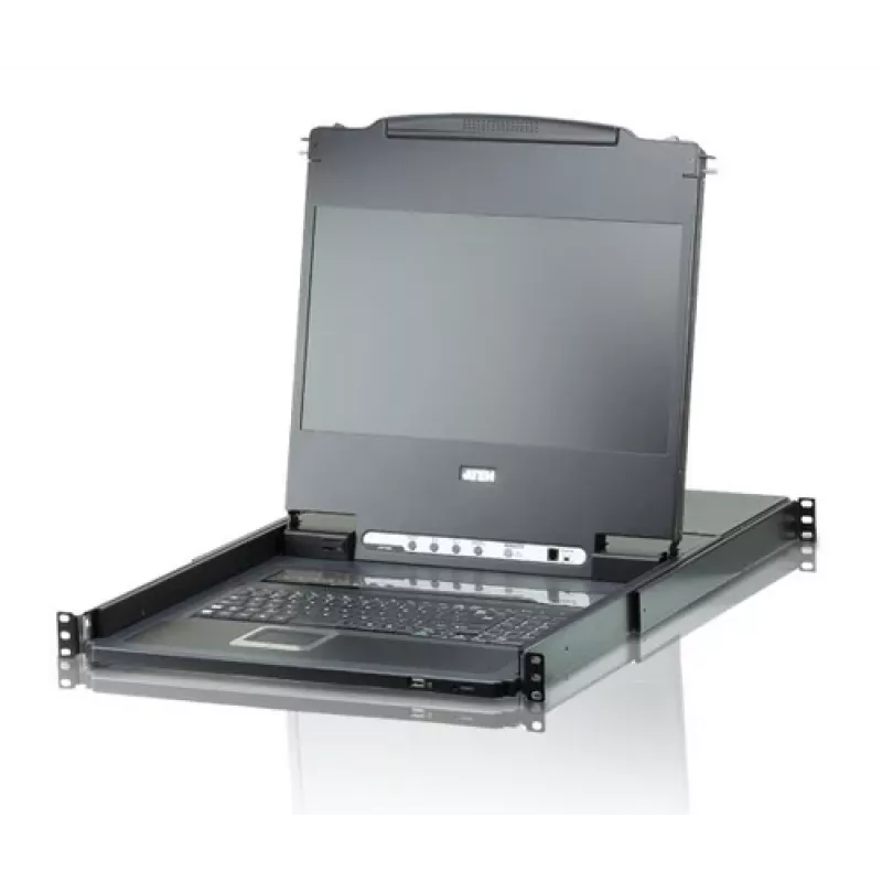 ATEN CL6708MW 19 inch Full HD DVI-D 8-Port Rack-Mount LCD KVM Console, 1U, Black