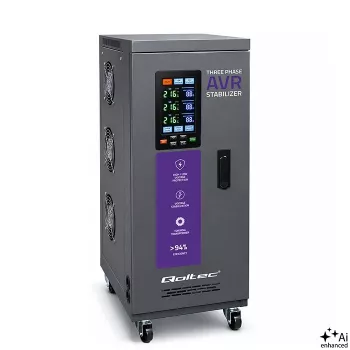 Qoltec Three-Phase Voltage Stabilizer AVR MULTIPROTECTION 10kVA ±3% Servomotor 3F LCD Expert Line