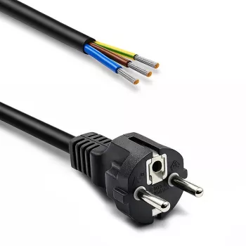 QOLTEC 54598 Schuko CEE 7/7 to Stripped & Soldered Power Cable 3m H05VV-F 3x1.0mm² Black