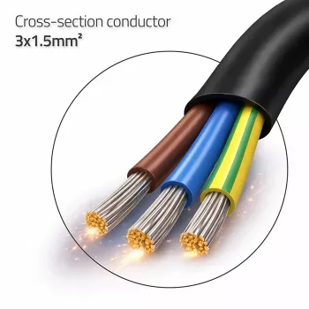 QOLTEC 54598 Schuko CEE 7/7 to Stripped & Soldered Power Cable 3m H05VV-F 3x1.0mm² Black