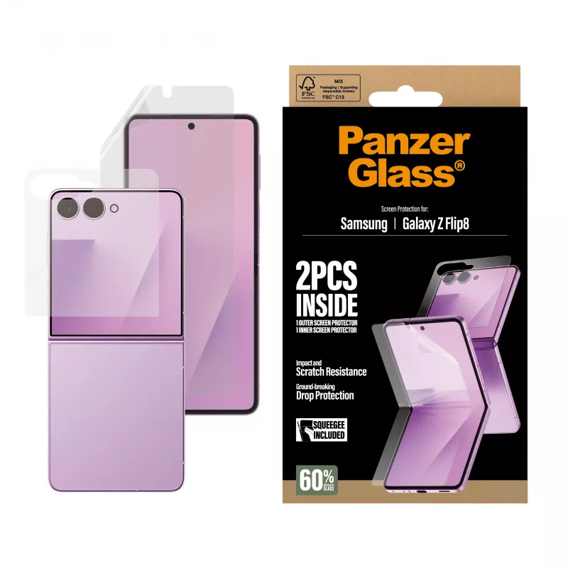 PanzerGlass PG65143 Samsung Galaxy Z Flip5 Main Display Tempered Glass Screen Protector with TPU Film