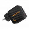 HAMMER RapidCharge 100W GaN Wall Charger, 2x USB-C PD 100W + 1x USB-A QC 30W, Black