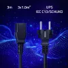 QOLTEC 54627 Schuko to IEC C13 Power Cable 3m 3x1mm² Black