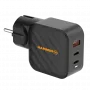 HAMMER RapidCharge 65W GaN Wall Charger - 2x USB-C PD, 1x USB-A QC, Black