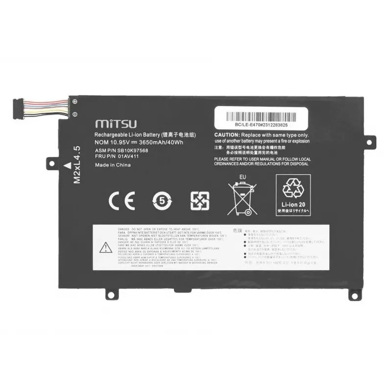 MITSU Battery 01AV411 for Lenovo ThinkPad E470 E475 3650 mAh (40 Wh) 10.95V