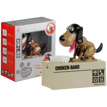 LEAN TOYS Dog Piggy Bank Robotic Coin Munching Toy Money Box Brown - Black