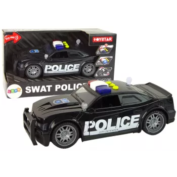 LEAN TOYS Police Car 1:14 RC Vehicle with Lights and Sounds Black