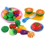 LEAN TOYS Velcro Vegetables in a Basket – 8-Piece Play Food Set with Plate and Knife