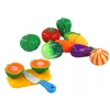 LEAN TOYS Velcro Vegetables in a Basket – 8-Piece Play Food Set with Plate and Knife