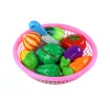 LEAN TOYS Velcro Vegetables in a Basket – 8-Piece Play Food Set with Plate and Knife