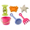 LEAN TOYS Sand Toy Set - Bucket, Grinder, Strainer, 3 Pastel Molds (6 Pieces)