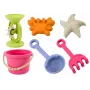 LEAN TOYS Sand Toy Set - Bucket, Grinder, Strainer, 3 Pastel Molds (6 Pieces)