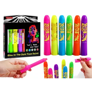 LEAN TOYS Face Painting Set Neon Fluorescent Pencils 6pcs