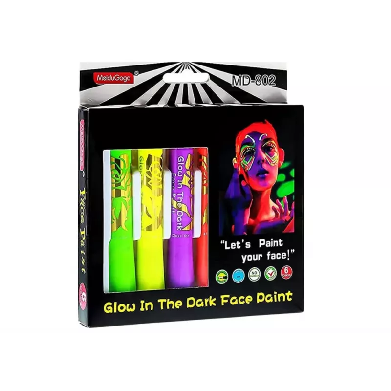 LEAN TOYS Face Painting Set Neon Fluorescent Pencils 6pcs