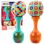 LEAN TOYS Set of Rattles with Soft Ball Patterns Orange Green 2 pcs