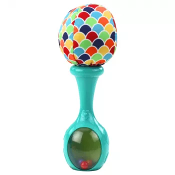 LEAN TOYS Set of Rattles with Soft Ball Patterns Orange Green 2 pcs