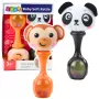 LEAN TOYS Set of Rattles with Soft Balls, Monkey Panda Patterns, 2 pcs