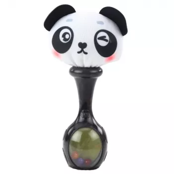 LEAN TOYS Set of Rattles with Soft Balls, Monkey Panda Patterns, 2 pcs
