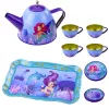 LEAN TOYS Children's Metal Tea Set with Cups, Kettle, and Tray Mermaid