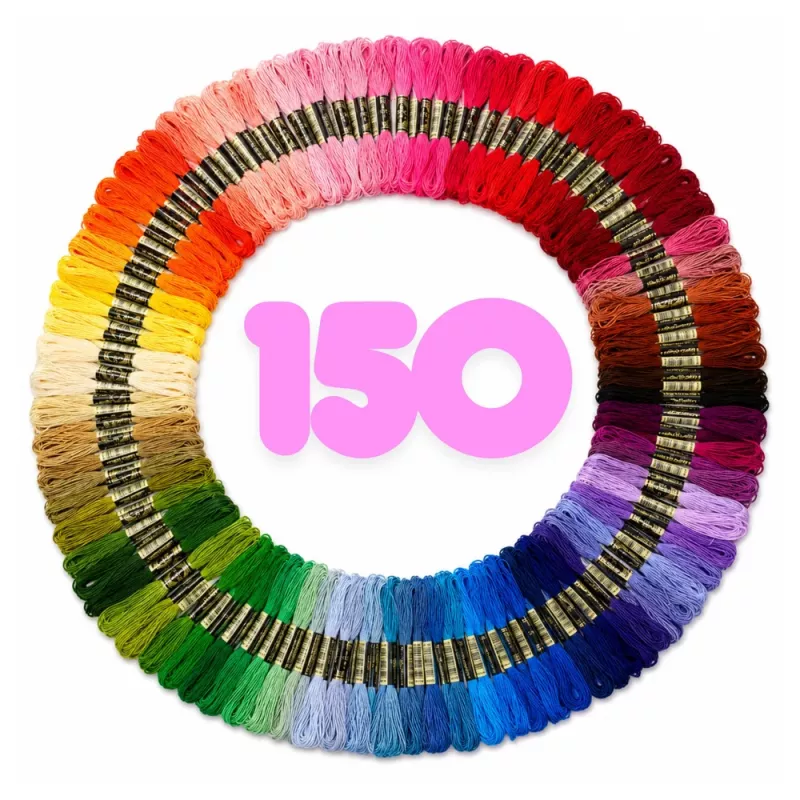 LEAN Embroidery Floss Set 150 Skeins Mercerized Cotton Threads with Storage Box