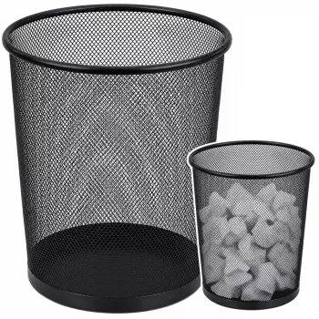 LEAN Office Waste Bin Metal Mesh Round Black 10 L