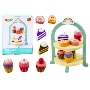 LEAN TOYS Sweets Set Cakes Cupcakes Wooden Stand