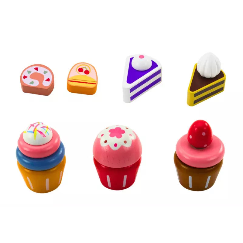 LEAN TOYS Sweets Set Cakes Cupcakes Wooden Stand
