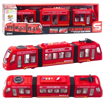 LEAN TOYS City Metro Tram Opening Doors Lights Sounds Red 1:16