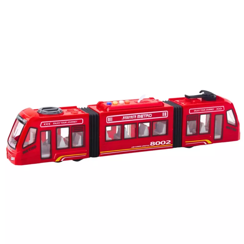 LEAN TOYS City Metro Tram Opening Doors Lights Sounds Red 1:16