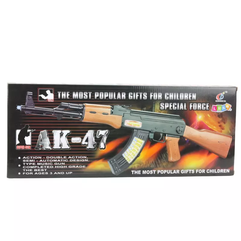 LEAN TOYS AK-47 Toy Rifle for Kids Lights and Sounds 68.5 cm