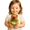 LEAN TOYS Plush Capybara with Green Lifebuoy and Frog, Brown, 20 cm